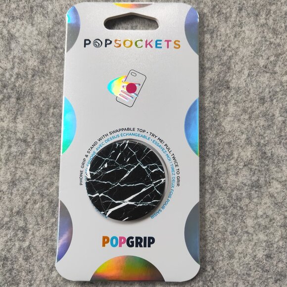 Black Marble Popsockets Single Grip & Stand Universal Phones and Tablet Holder - Picture 1 of 4
